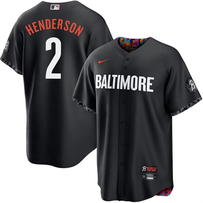 Men's Baltimore Orioles #2 Gunnar Henderson Black 2023 City Connect Cool Base Stitched Baseball Jersey Men's Baltimore Orioles #2 Gunnar Henderson Black 2023 City Connect Cool Base Stitched Baseball Jersey