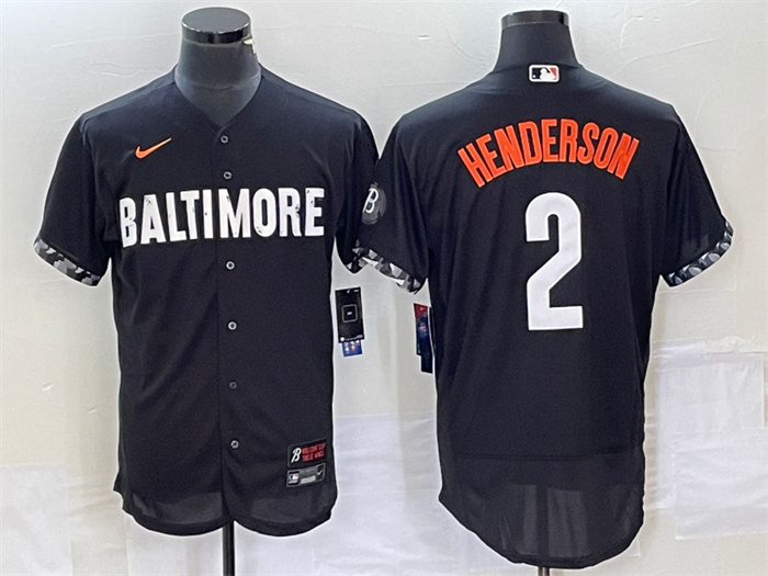 Men's Baltimore Orioles #2 Gunnar Henderson Black 2023 City Connect Flex Base Stitched Baseball Jersey Men's Baltimore Orioles #2 Gunnar Henderson Black 2023 City Connect Flex Base Stitched Baseball Jersey