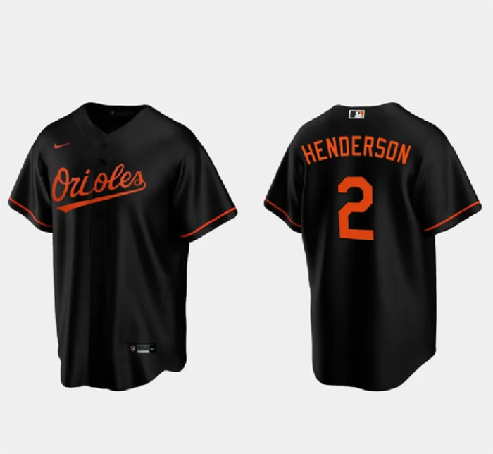 Men's Baltimore Orioles #2 Gunnar Henderson Black Cool Base Stitched Jersey Men's Baltimore Orioles #2 Gunnar Henderson Black Cool Base Stitched Jersey