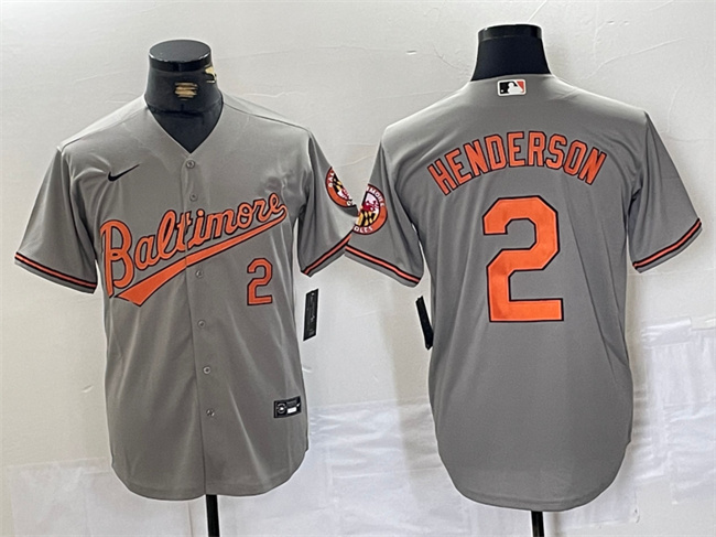 Men's Baltimore Orioles #2 Gunnar Henderson Gray Cool Base Stitched Jersey Men's Baltimore Orioles #2 Gunnar Henderson Gray Cool Base Stitched Jersey