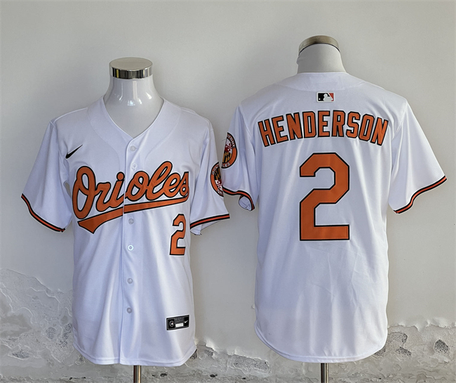 Men's Baltimore Orioles #2 Gunnar Henderson White 2024 With Patch Cool Base Stitched Baseball Jersey Men's Baltimore Orioles #2 Gunnar Henderson White 2024 With Patch Cool Base Stitched Baseball Jersey
