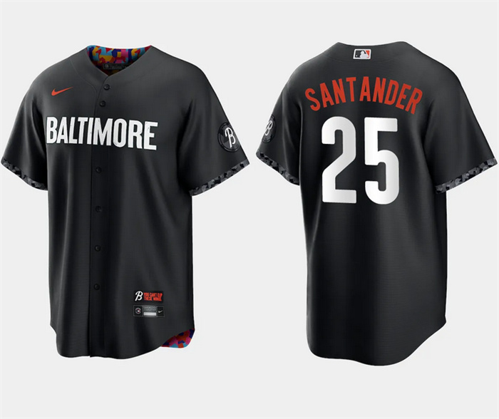 Men's Baltimore Orioles #25 Anthony Santander Black 2023 City Connect Cool Base Stitched Baseball Jersey Men's Baltimore Orioles #25 Anthony Santander Black 2023 City Connect Cool Base Stitched Baseball Jersey