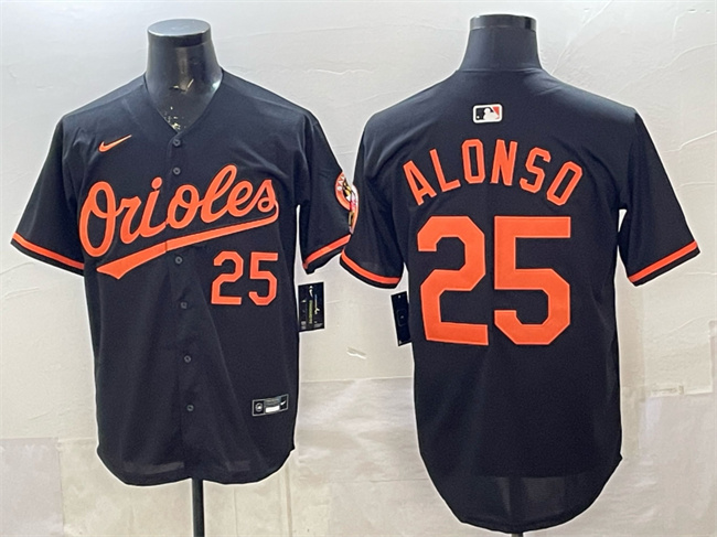 Men's Baltimore Orioles #25 Pete Alonso Black 2025 Limited Stitched Baseball Jersey Men's Baltimore Orioles #25 Pete Alonso Black 2025 Limited Stitched Baseball Jersey