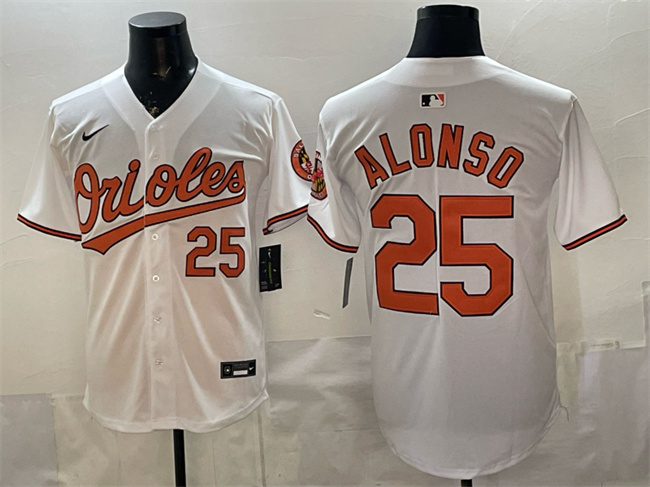 Men's Baltimore Orioles #25 Pete Alonso White 2025 Home Limited Stitched Baseball Jersey Men's Baltimore Orioles #25 Pete Alonso White 2025 Home Limited Stitched Baseball Jersey