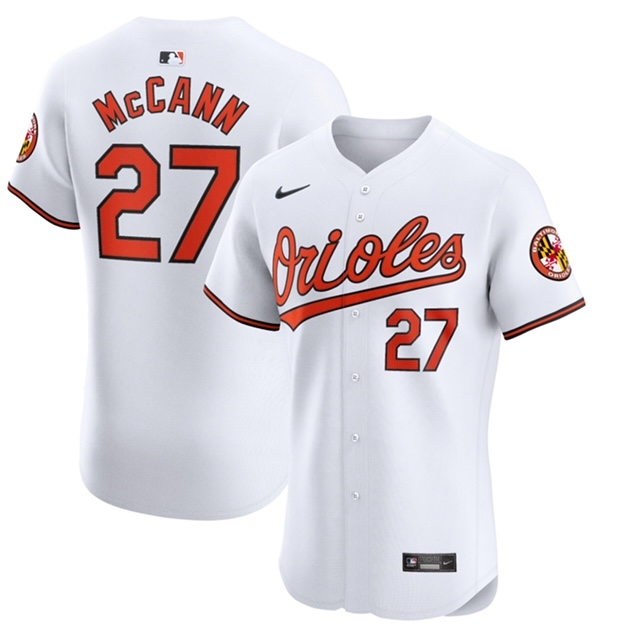 Men's Baltimore Orioles #27 James McCann White Cool Base Stitched Jersey Men's Baltimore Orioles #27 James McCann White Cool Base Stitched Jersey