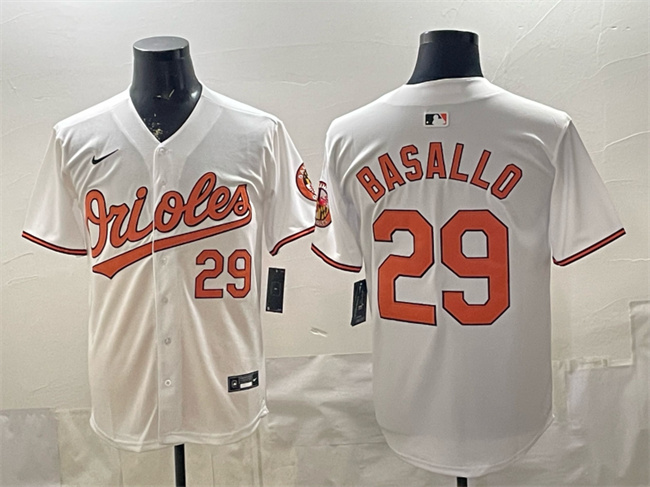Men's Baltimore Orioles #29 Samuel Basallo White 2025 Limited Stitched Baseball Jersey Men's Baltimore Orioles #29 Samuel Basallo White 2025 Limited Stitched Baseball Jersey