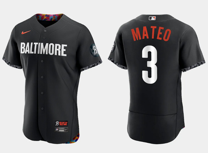 Men's Baltimore Orioles #3 Jorge Mateo Black 2023 City Connect Flex Base Stitched Baseball Jersey Men's Baltimore Orioles #3 Jorge Mateo Black 2023 City Connect Flex Base Stitched Baseball Jersey