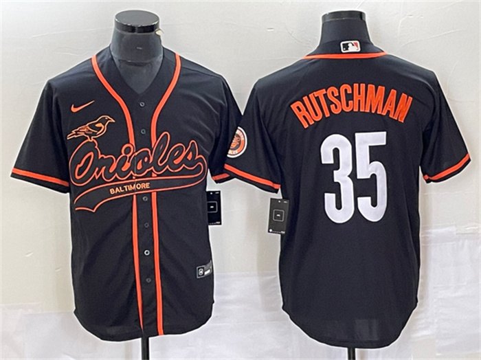Men's Baltimore Orioles #35 Adley Rutschman Black City Connect Cool Base Stitched Baseball Jersey Men's Baltimore Orioles #35 Adley Rutschman Black City Connect Cool Base Stitched Baseball Jersey