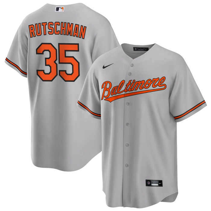 Men's Baltimore Orioles #35 Adley Rutschman Grey Cool Base Stitched Jersey Men's Baltimore Orioles #35 Adley Rutschman Grey Cool Base Stitched Jersey