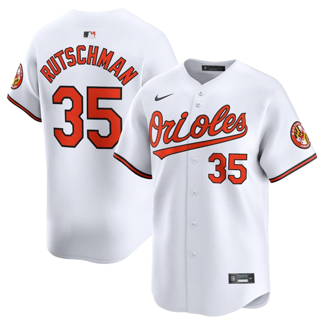 Men's Baltimore Orioles #35 Adley Rutschman White 2024 Home Limited Stitched Baseball Jersey Men's Baltimore Orioles #35 Adley Rutschman White 2024 Home Limited Stitched Baseball Jersey