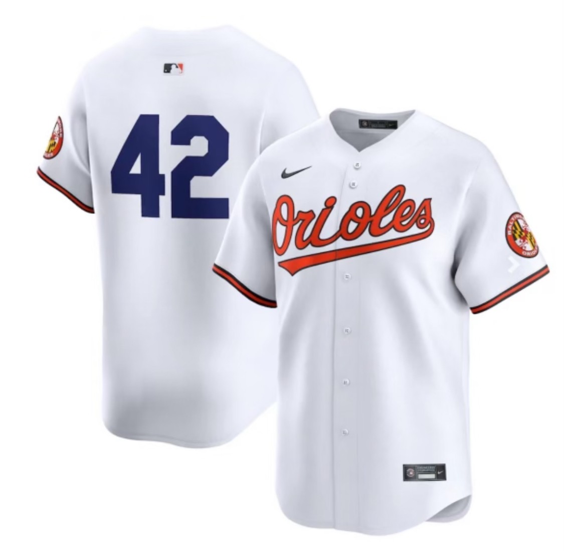 Men's Baltimore Orioles #42 White 2024 White Limited Cool Base Stitched Baseball Jersey Men's Baltimore Orioles #42 White 2024 White Limited Cool Base Stitched Baseball Jersey