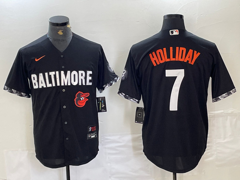 Men's Baltimore Orioles #7 Jackson Holliday Black 2023 City Connect Cool base jerseys 2 Men's Baltimore Orioles #7 Jackson Holliday Black 2023 City Connect Cool base jerseys 2