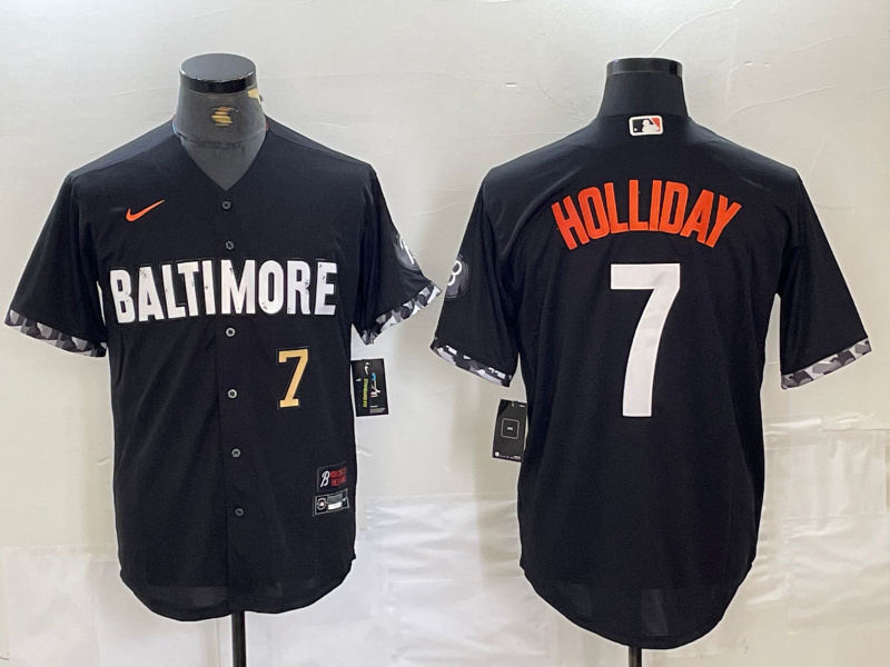 Men's Baltimore Orioles #7 Jackson Holliday Black 2023 City Connect Cool base jerseys 4 Men's Baltimore Orioles #7 Jackson Holliday Black 2023 City Connect Cool base jerseys 4