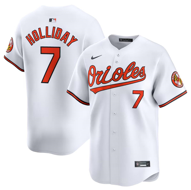 Men's Baltimore Orioles #7 Jackson Holliday White 2024 Home Limited Cool Base Stitched Baseball Jersey Men's Baltimore Orioles #7 Jackson Holliday White 2024 Home Limited Cool Base Stitched Baseball Jersey