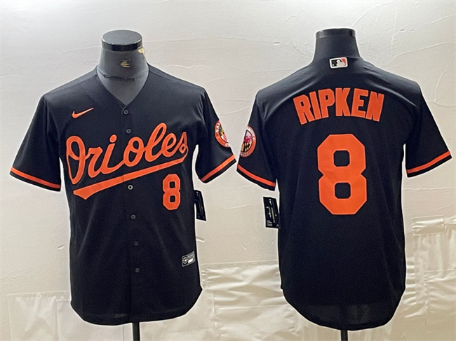 Men's Baltimore Orioles #8 Cal Ripken Jr. Black Cool Base Stitched Jersey Men's Baltimore Orioles #8 Cal Ripken Jr. Black Cool Base Stitched Jersey