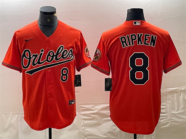 Men's Baltimore Orioles #8 Cal Ripken Jr. Orange Cool Base Stitched Jersey Men's Baltimore Orioles #8 Cal Ripken Jr. Orange Cool Base Stitched Jersey