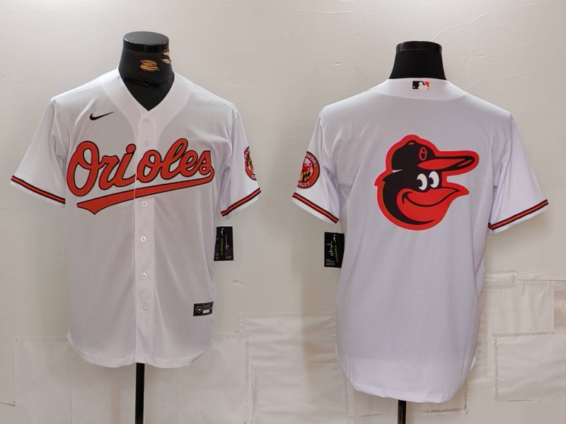 Men's Baltimore Orioles Big Logo White 2024 Home Limited Cool Base Stitched Baseball Jersey Men's Baltimore Orioles Big Logo White 2024 Home Limited Cool Base Stitched Baseball Jersey