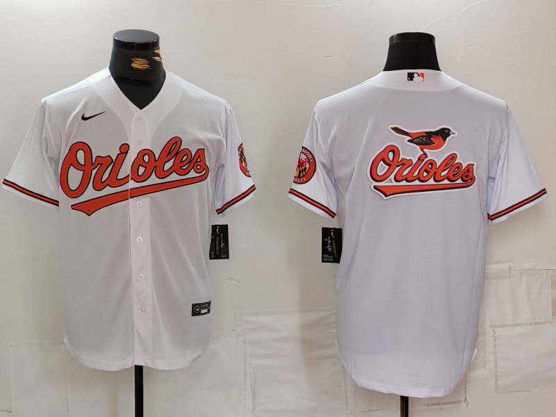 Men's Baltimore Orioles Big Logo White 2024 Home Limited Cool Base Stitched Baseball Jersey 3 Men's Baltimore Orioles Big Logo White 2024 Home Limited Cool Base Stitched Baseball Jersey 3
