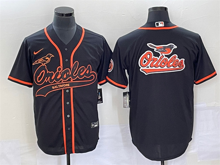 Men's Baltimore Orioles Black Team Big Logo Cool Base Stitched Jersey 2 Men's Baltimore Orioles Black Team Big Logo Cool Base Stitched Jersey 2