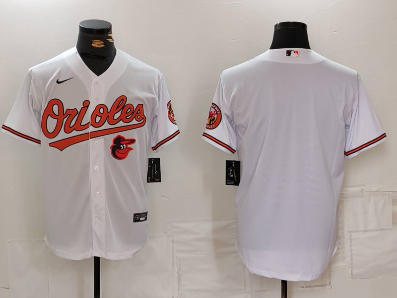 Men's Baltimore Orioles Blank White 2024 Home Limited Cool Base Stitched Baseball Jersey Men's Baltimore Orioles Blank White 2024 Home Limited Cool Base Stitched Baseball Jersey