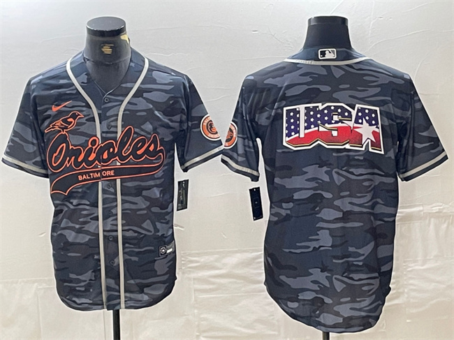 Men's Baltimore Orioles Gray Camo Team Big Logo Cool Base Stitched Jersey 4 Men's Baltimore Orioles Gray Camo Team Big Logo Cool Base Stitched Jersey 4