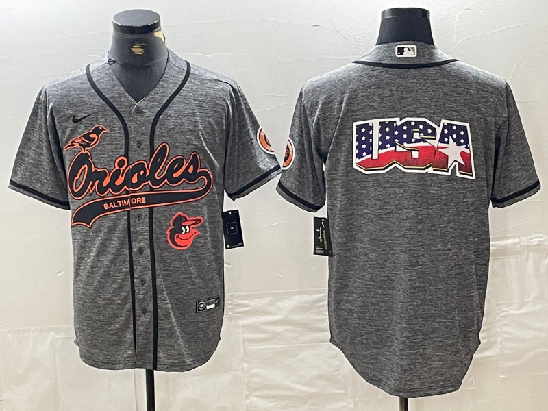 Men's Baltimore Orioles Gray Team Big Logo Cool Base Stitched Jersey 6