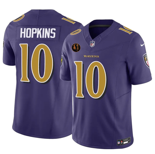 Men's Baltimore Ravens #10 DeAndre Hopkins Purple 2025 F.U.S.E. With John Madden Patch Limited Football Jersey Men's Baltimore Ravens #10 DeAndre Hopkins Purple 2025 F.U.S.E. With John Madden Patch Limited Football Jersey