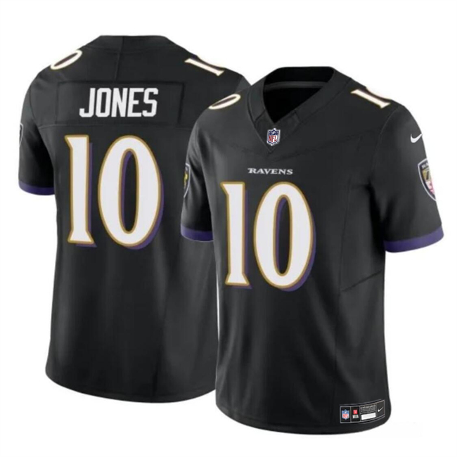 Men's Baltimore Ravens #10 Emory Jones Black 2023 F.U.S.E Vapor Limited Football Jersey Men's Baltimore Ravens #10 Emory Jones Black 2023 F.U.S.E Vapor Limited Football Jersey