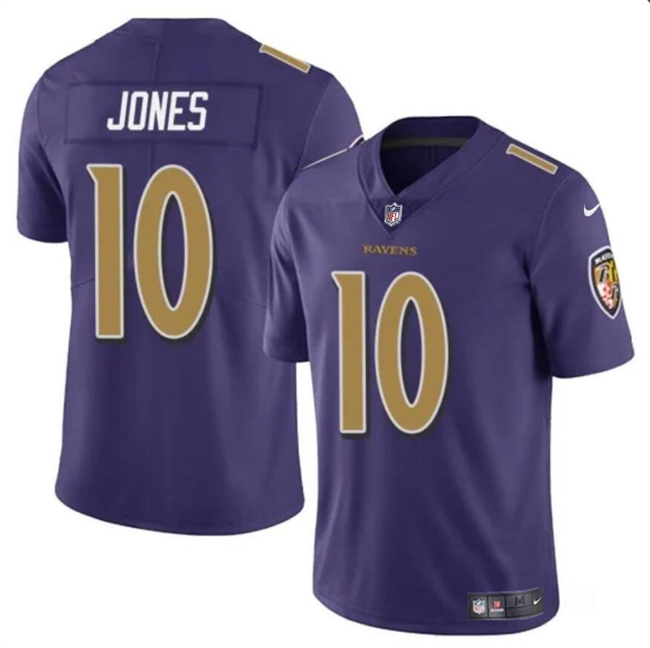 Men's Baltimore Ravens #10 Emory Jones Purple Vapor Limited Football Jersey Men's Baltimore Ravens #10 Emory Jones Purple Vapor Limited Football Jersey