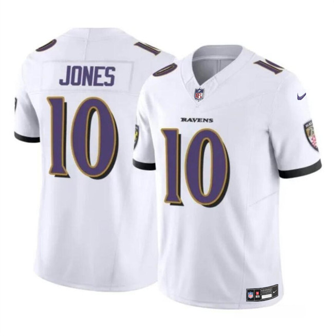 Men's Baltimore Ravens #10 Emory Jones White 2023 F.U.S.E Vapor Limited Football Jersey Men's Baltimore Ravens #10 Emory Jones White 2023 F.U.S.E Vapor Limited Football Jersey