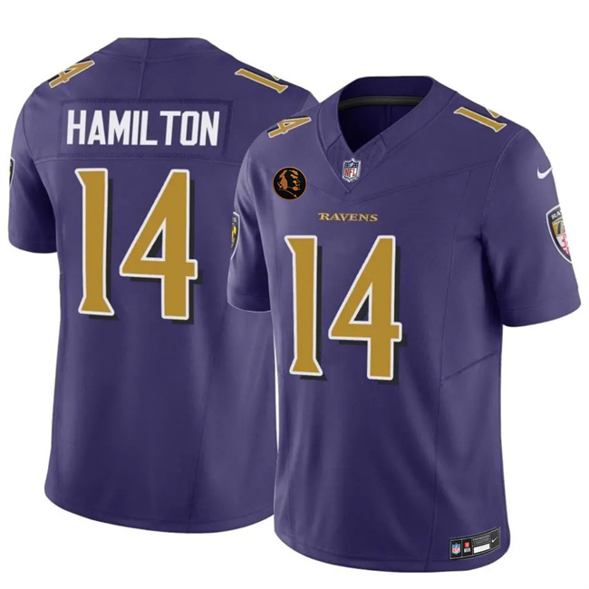 Men's Baltimore Ravens #14 Kyle Hamilton Purple 2025 F.U.S.E. With John Madden Patch Limited Football Jersey Men's Baltimore Ravens #14 Kyle Hamilton Purple 2025 F.U.S.E. With John Madden Patch Limited Football Jersey