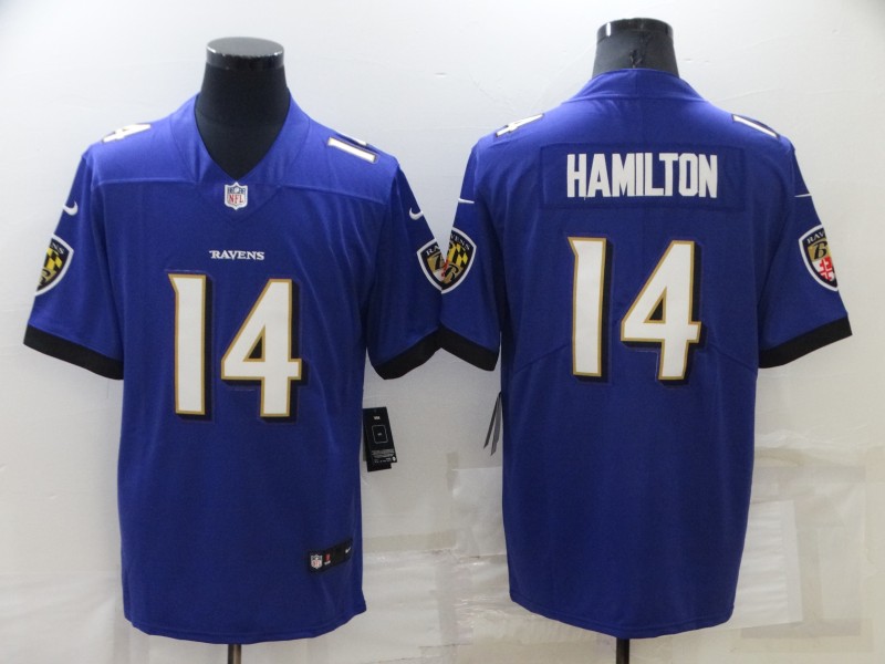 Men's Baltimore Ravens #14 Kyle Hamilton Purple Vapor Untouchable Limited Stitched Jersey Men's Baltimore Ravens #14 Kyle Hamilton Purple Vapor Untouchable Limited Stitched Jersey