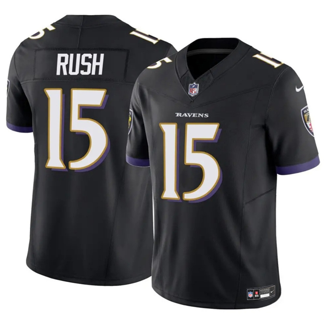 Men's Baltimore Ravens #15 Cooper Rush Black 2025 F.U.S.E Vapor Limited Football Jersey Men's Baltimore Ravens #15 Cooper Rush Black 2025 F.U.S.E Vapor Limited Football Jersey