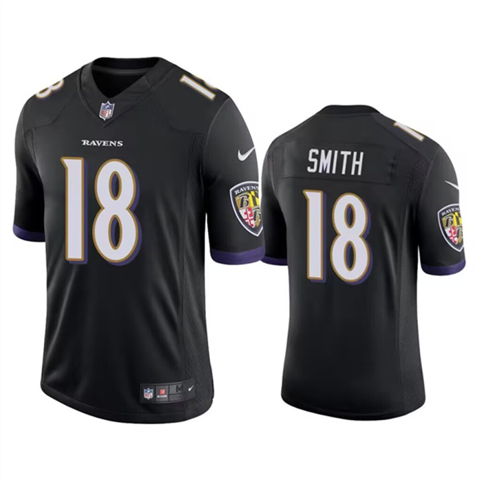 Men's Baltimore Ravens #18 Roquan Smith Black Game Jersey