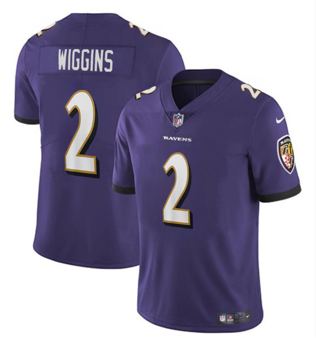 Men's Baltimore Ravens #2 Nate Wiggins Purple 2024 Draft Vapor Limited Football Jersey Men's Baltimore Ravens #2 Nate Wiggins Purple 2024 Draft Vapor Limited Football Jersey