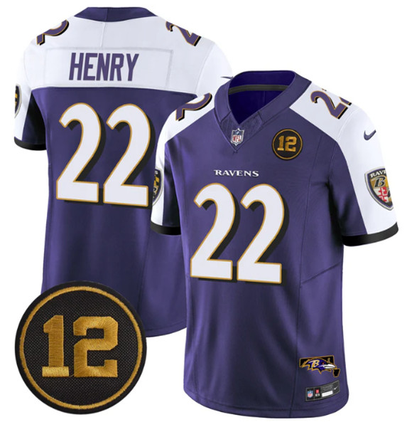 Men's Baltimore Ravens #22 Derrick Henry Purple Alternate 2025 F.U.S.E. Jacoby Jones Patch Vapor Limited Football Jersey Men's Baltimore Ravens #22 Derrick Henry Purple Alternate 2025 F.U.S.E. Jacoby Jones Patch Vapor Limited Football Jersey