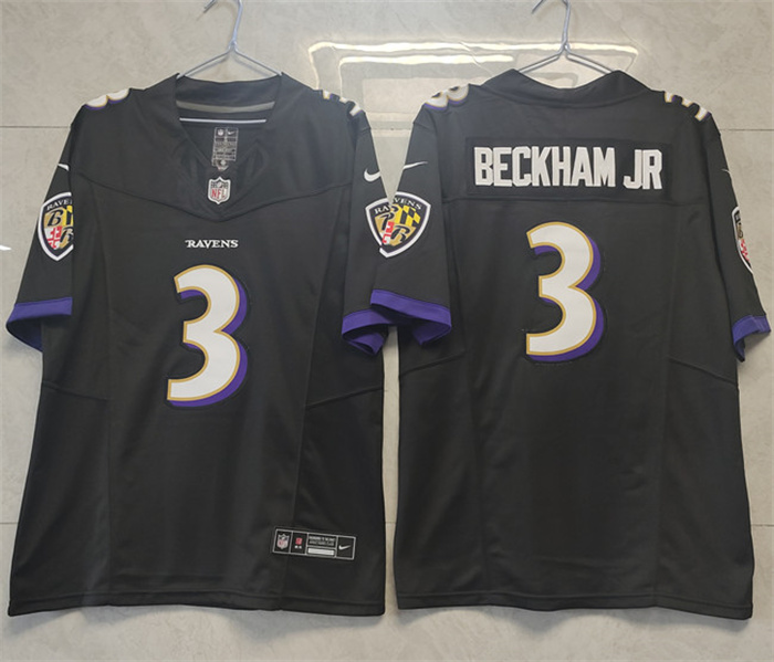 Men's Baltimore Ravens #3 Odell Beckham Jr. Black 2023 F.U.S.E. Vapor Untouchable Stitched Football Jersey Men's Baltimore Ravens #3 Odell Beckham Jr. Black 2023 F.U.S.E. Vapor Untouchable Stitched Football Jersey