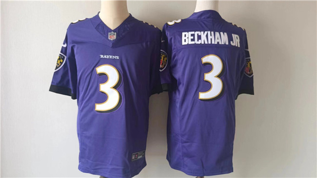 Men's Baltimore Ravens #3 Odell Beckham Jr. Purple 2023 F.U.S.E. Vapor Untouchable Stitched Football Jersey Men's Baltimore Ravens #3 Odell Beckham Jr. Purple 2023 F.U.S.E. Vapor Untouchable Stitched Football Jersey