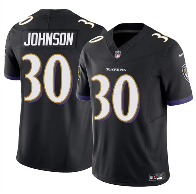 Men's Baltimore Ravens #30 D'Ernest Johnson Black 2025 F.U.S.E Vapor Limited Football Jersey Men's Baltimore Ravens #30 D'Ernest Johnson Black 2025 F.U.S.E Vapor Limited Football Jersey
