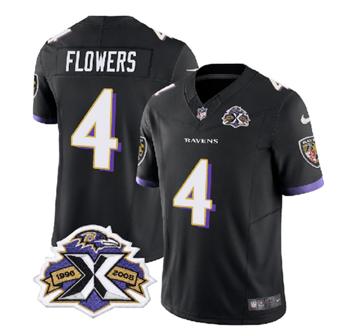 Men's Baltimore Ravens #4 Zay Flowers Black 2023 F.U.S.E With Patch Throwback Vapor Limited Jersey Men's Baltimore Ravens #4 Zay Flowers Black 2023 F.U.S.E With Patch Throwback Vapor Limited Jersey