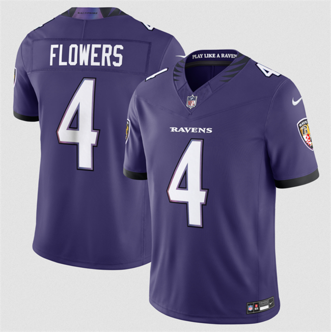 Men's Baltimore Ravens #4 Zay Flowers Purple 2026 F.U.S.E Vapor Stitched Limited Football Jersey Men's Baltimore Ravens #4 Zay Flowers Purple 2026 F.U.S.E Vapor Stitched Limited Football Jersey