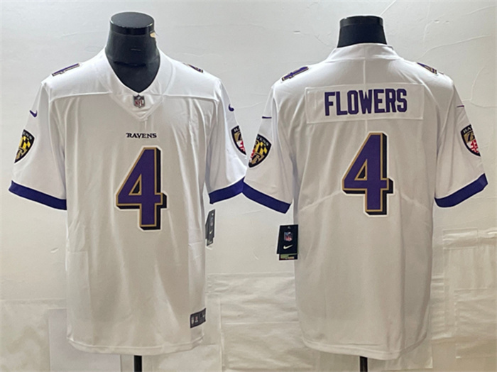 Men's Baltimore Ravens #4 Zay Flowers White Vapor Untouchable Football Jersey Men's Baltimore Ravens #4 Zay Flowers White Vapor Untouchable Football Jersey