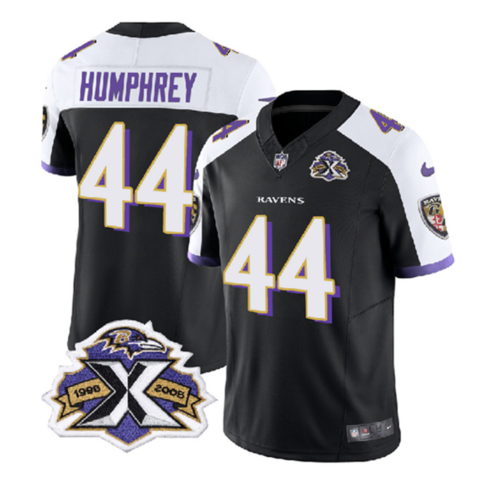 Men's Baltimore Ravens #44 Marlon Humphrey Black White 2023 F.U.S.E With Patch Throwback Vapor Limited Jersey Men's Baltimore Ravens #44 Marlon Humphrey Black White 2023 F.U.S.E With Patch Throwback Vapor Limited Jersey