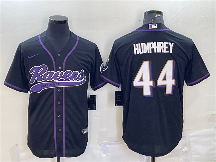 Men's Baltimore Ravens #44 Marlon Humphrey Black With Patch Cool Base Stitched Baseball Jersey Men's Baltimore Ravens #44 Marlon Humphrey Black With Patch Cool Base Stitched Baseball Jersey