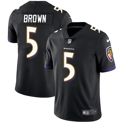 Men's Baltimore Ravens #5 Marquise Brown Black Stitched Football Jersey Men's Baltimore Ravens #5 Marquise Brown Black Stitched Football Jersey