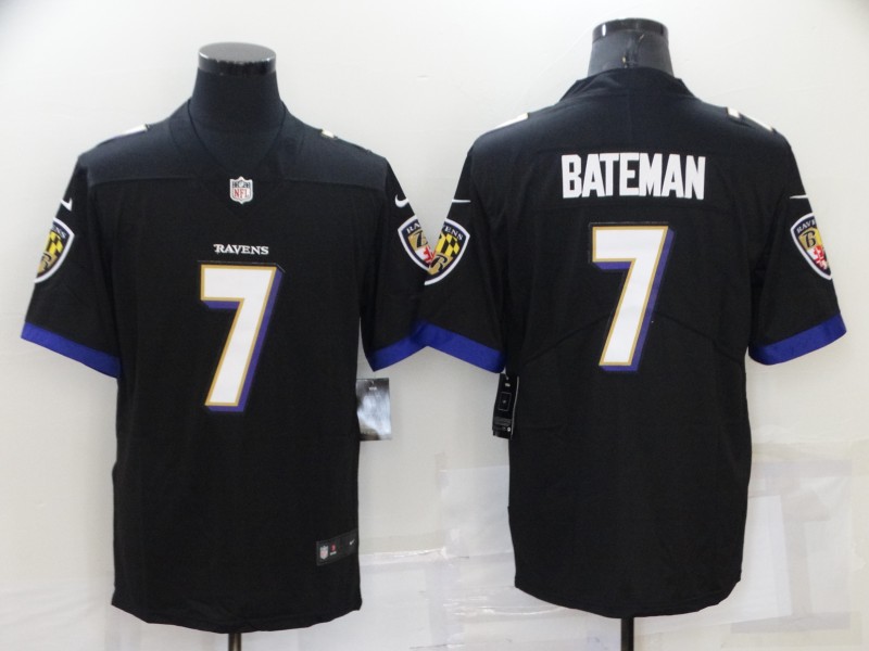 Men's Baltimore Ravens #7 Rashod Bateman Black Vapor Untouchable Limited Stitched Jersey Men's Baltimore Ravens #7 Rashod Bateman Black Vapor Untouchable Limited Stitched Jersey