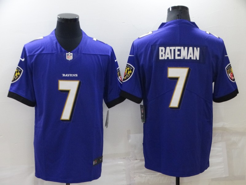Men's Baltimore Ravens #7 Rashod Bateman Purple Vapor Untouchable Limited Stitched Jersey Men's Baltimore Ravens #7 Rashod Bateman Purple Vapor Untouchable Limited Stitched Jersey