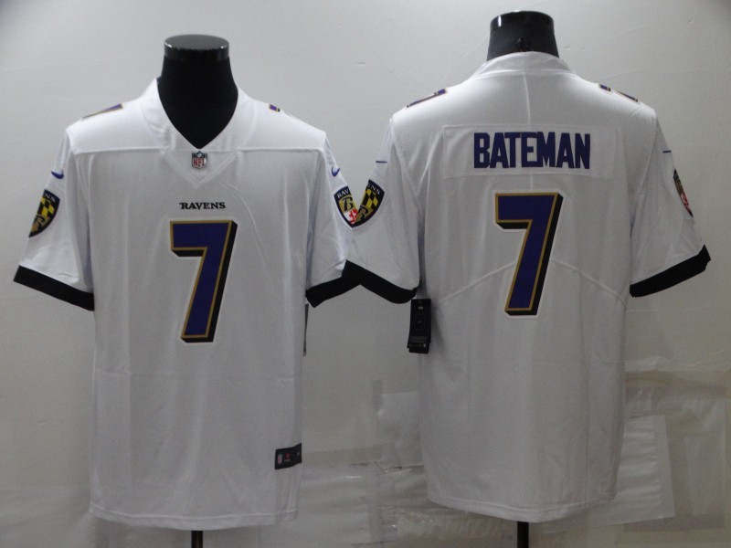 Men's Baltimore Ravens #7 Rashod Bateman White Vapor Untouchable Limited Stitched Jersey Men's Baltimore Ravens #7 Rashod Bateman White Vapor Untouchable Limited Stitched Jersey