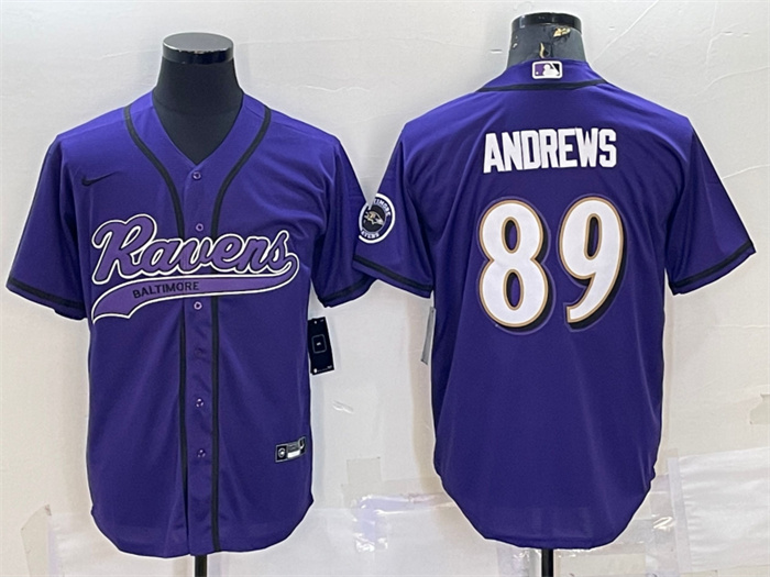 Men's Baltimore Ravens #89 Mark Andrews Purple With Patch Cool Base Stitched Baseball Jersey Men's Baltimore Ravens #89 Mark Andrews Purple With Patch Cool Base Stitched Baseball Jersey