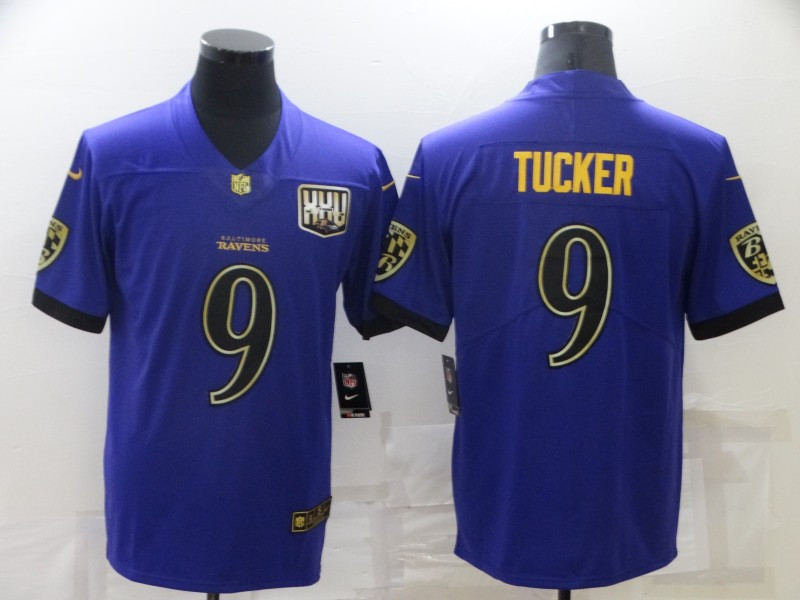 Men's Baltimore Ravens #9 Justin Tucker Purple 25th Season Golden Stitched NFL Nike Limited Jersey Men's Baltimore Ravens #9 Justin Tucker Purple 25th Season Golden Stitched NFL Nike Limited Jersey